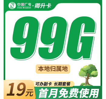 广电卿升卡19元99G+可结转+本地归属地！