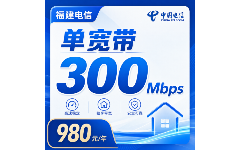 福建省宽带电信980元年享300Mbps