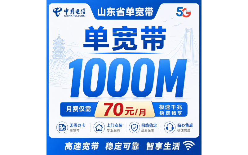 山东省单宽带电信840元年享1000Mbps